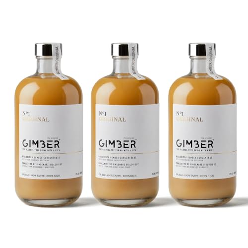 GIMBER Biologisches Ingwerkonzentrat 3x500 ml | Total 1,5 liter | Alkoholfreies Bio-Getränk aus Ingwer, Zitrone und Kräutern | Premium Bio Ingwer Essenz GIMBER Biologisches Ingwerkonzentrat 3x500 ml | Total 1,5 liter | Alkoholfreies Bio-Getränk aus Ingwer, Zitrone und Kräutern | Premium Bio Ingwer Essenz von Gimber