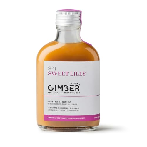 GIMBER Sweet Lilly Biologisches Ingwerkonzentrat 200ml | Alkoholfreies Bio-Getränk aus ein mix von Ingwer, Passionsfrucht, Ananas und Kurkuma | Premium Bio Ingwer Essenz von Gimber