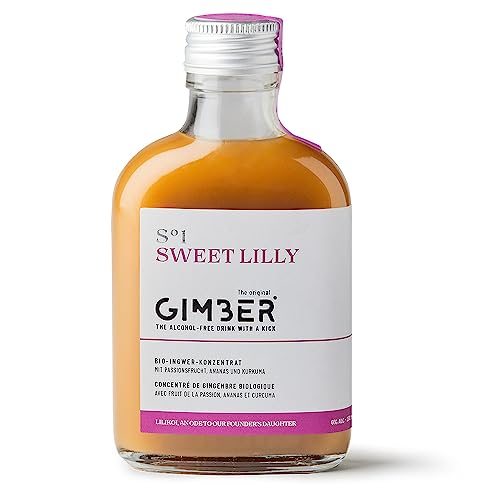 GIMBER Sweet Lilly Biologisches Ingwerkonzentrat 200ml | Alkoholfreies Bio-Getränk aus ein mix von Ingwer, Passionsfrucht, Ananas und Kurkuma | Premium Bio Ingwer Essenz von Gimber