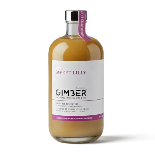 GIMBER Sweet Lilly Biologisches Ingwerkonzentrat 500ml | Alkoholfreies Bio-Getränk aus ein mix von Ingwer, Passionsfrucht, Ananas und Kurkuma | Premium Bio Ingwer Essenz von Gimber