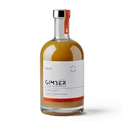 Gimber Brut N°2 Biologisches Ingwerkonzentrat 700ml l Neue Rezeptur l Weniger Zucker l Alkoholfreies Bio-Getränk aus Ingwer, Yuzu Frucht und Zitronenthymian | BRUT das neue Bio-Ingwer-Konzentrat von Gimber