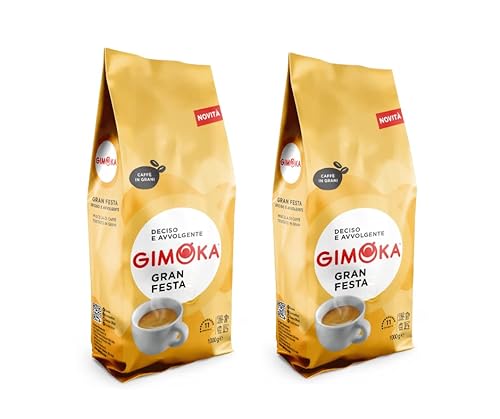 Gimoka - Ganze Kaffeebohnen - 2 Kg - Mischung GRAN FESTA - Intensität 11 - Made In Italy - 2 Packungen À 1 Kg von Gimoka