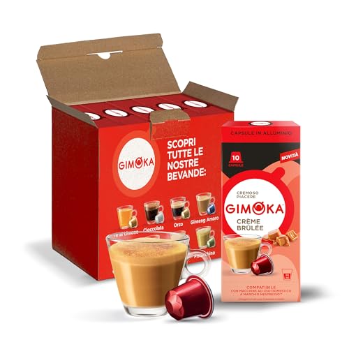 Gimoka Kaffeekapseln, Geschmack Crème Brûlée - 50 Kapsel aus Aluminium - Kompatibel mit Nespresso* Haushalts-Espressomaschinen - 50 Stück (5 x 10 Getränke) - Hergestellt in Italien von Gimoka