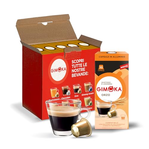 Gimoka Kaffeekapseln, Geschmack GERSTE - 50 Kapsel aus Aluminium - Kompatibel mit Nespresso* Haushalts-Espressomaschinen - 50 Stück (5 x 10 Getränke) - Hergestellt in Italien von Gimoka