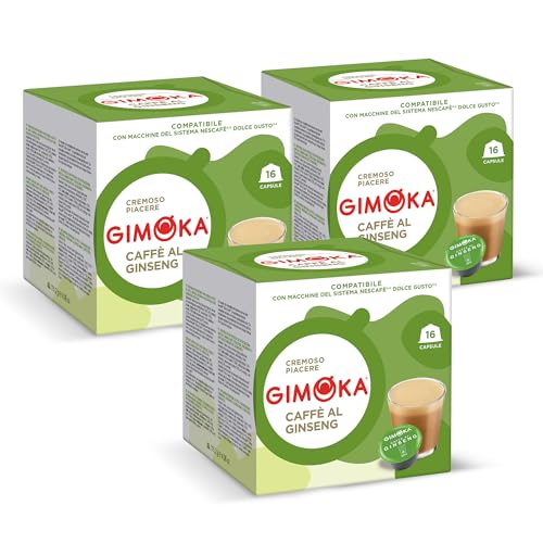 Gimoka Kaffeekapseln, Geschmack KAFFEE MIT GINSENG - 48 Kapseln Kompatibel mit Kaffeemaschinen der Marke Nescafè* Dolce Gusto*, 48 Stück (3 x 16 Getränke), Hergestellt in Italien von Gimoka