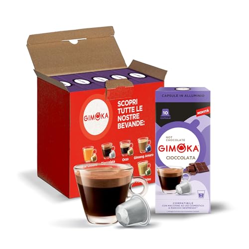 Gimoka Kaffeekapseln, Geschmack SCHOKOLADE - 50 Kapsel aus Aluminium - Kompatibel mit Nespresso* Haushalts-Espressomaschinen - 50 Stück (5 x 10 Getränke) - Hergestellt in Italien von Gimoka