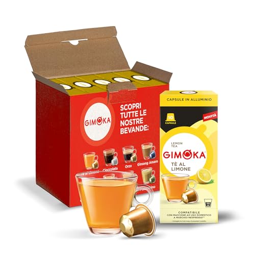 Gimoka Kaffeekapseln, Geschmack ZITRONENTEE - 50 Kapsel aus Aluminium - Kompatibel mit Nespresso* Haushalts-Espressomaschinen - 50 Stück (5 x 10 Getränke) - Hergestellt in Italien von Gimoka