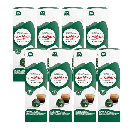 Gimoka Kaffeekapseln Espresso Cremoso, Intensität 7/10-80 Kapsel - Kompatibel mit Kaffeemaschinen der Marke Tchibo* Cafissimo* - 80 Stück (8 x 10 Getränke) - Hergestellt in Italien von Gimoka