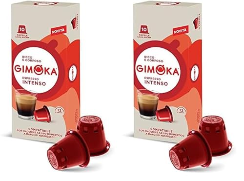 Gimoka Kaffeekapseln Espresso Intenso, Intensität 12/13-100 Kapsel - Kompatibel mit Nespresso* Haushalts-Espressomaschinen - 100 Stück (10 x 10 Getränke) - Hergestellt in Italien (Packung mit 2) von Gimoka