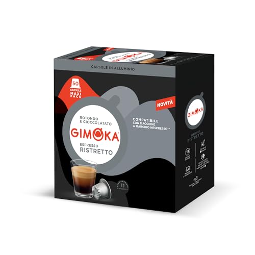 Gimoka Kaffeekapseln Espresso Ristretto, Intensität 11/13-50 Kapsel aus Aluminium - Kompatibel mit Nespresso* Haushalts-Espressomaschinen - Hergestellt in Italien von Gimoka