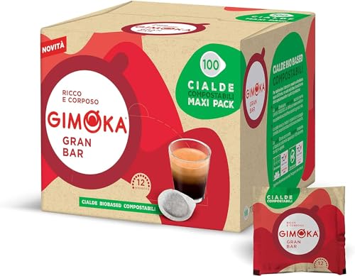 Gimoka Kompostierbare Kaffeepads, Gran Bar Intenso Kaffeemischung, Intensität 12-100 Pads - Kompatibel mit ESE System Papier Pads 44 mm von Gimoka