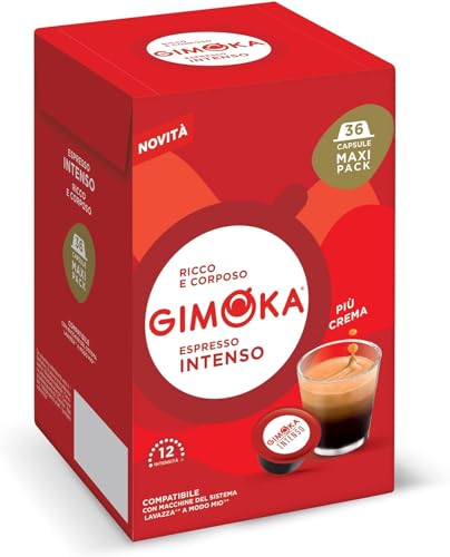 Gimoka – kompatibel mit Lavazza – A Modo Mio – 144 (36 x 4er Pack) Kapseln – Geschmack INTENSO – Intensität 12 – hergestellt in Italien von Gimoka