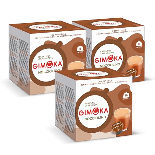 Gimoka - Kompatibel Für Nescafè - Dolce Gusto - 48 Kapsel - Geschmack HASELNUSS - Made In Italy - 3 Packungen Zu 16 Kapseln von Gimoka