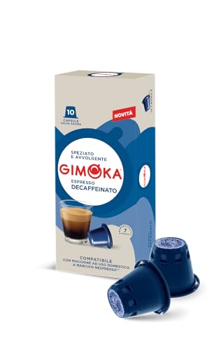Gimoka Entkoffeinierte Kaffeekapseln Espresso Decaf, Intensität 7/13-100 Kapsel - Kompatibel mit Nespresso* Haushalts-Espressomaschinen - 100 Stück (10 x 10 Getränke) - Hergestellt in Italien von Gimoka