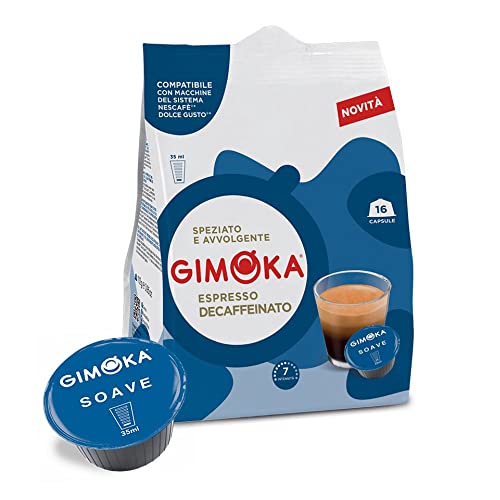 Gimoka - Kompatibel Für Nescafè - Dolce Gusto - 64 Kapsel - Geschmack SOAVE KOFFEINFREI - Intensität 7 - Made In Italy - 4 Packungen Zu 16 Kapseln von Gimoka