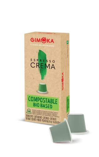 Gimoka Kompostierbare Kaffeekapseln Espresso Crema, Intensität 10/11-100 Kapsel - Kompatibel mit Nespresso®* Haushalts-Espressomaschinen - 100 Stück (10 x 10 Getränke) - Hergestellt in Italien von Gimoka