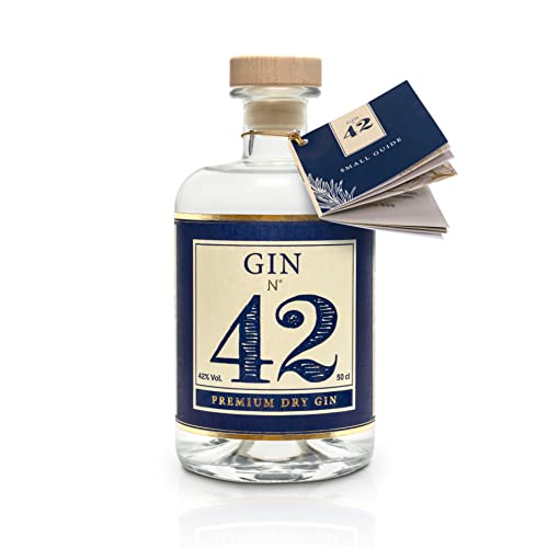 Gin 42 Premium Dry Gin 0,5l 42% Vol. - Handgefertigter Deutscher Gin Mit Hochwertigen Regionalen Gewürzen - Perfekt Im Set Mit Thomas Henry Tonic & Eis Im Cocktail Glas von GIN 42