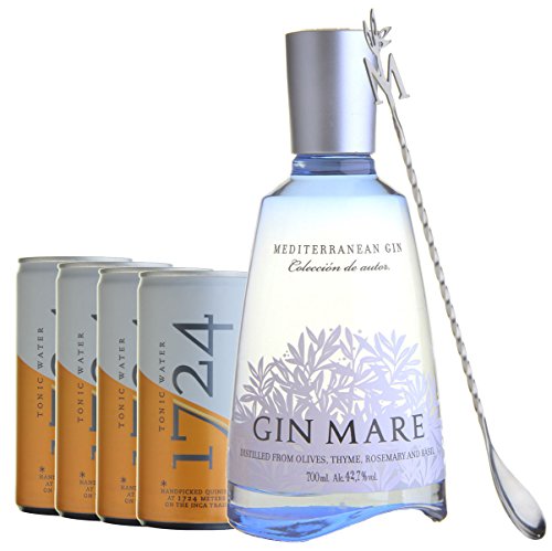 GIN MARE Tonic Set mit Barlöffel (Gin Mare 1x700ml+ 1724 Tonic Water 4x200ml - inkl. Pfand EINWEG) von Gin Mare, 1724