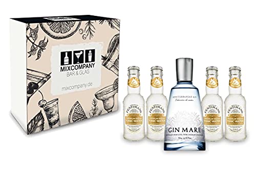 Gin Tonic Giftbox Geschenkset - Gin Mare 0,7l 700ml (42,7% Vol) + 4x Fentimans Tonic Water 200ml inkl. Pfand MEHRWEG + Geschenkverpackung von Gin Mare-Gin Mare