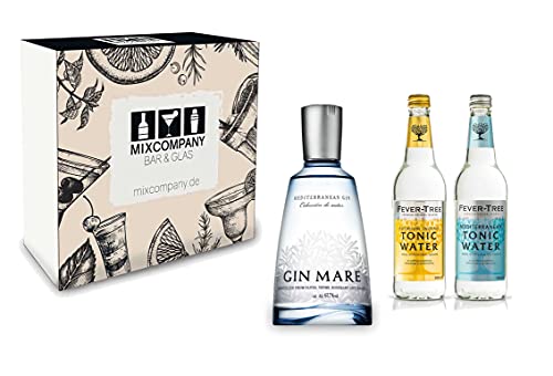 Gin Tonic Set Geschenkset - Gin Mare Mediterranean Gin 0,7l 700ml (42,7% Vol) + 2x Fever Tree Tonic Water Mix je 500ml -[Enthält Sulfite] - Inkl. Pfand MEHRWEG von Gin Mare-Gin Mare