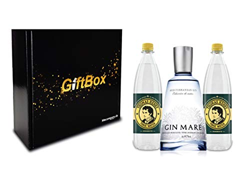 Gin Mare Gin tonic Set/Geschenkset - Gin Mare Mediterranean Gin 0,7l 700ml (42,7% vol) + 2x Thomas Henry Tonic Water 1000ml - Inkl. Pfand MEHRWEG von Thomas Henry-Thomas Henry