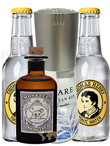 Gin Mare Miniatur 0,1 Liter + Monkey Mini + 2 x Thomas Henry Tonic Water 0,2 Liter von Gin Mare