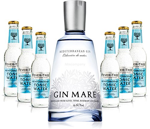 Gin Tonic Set - Gin Mare 0,5l (42,7% Vol) + 6x Fever Tree Mediterranean Tonic Water 200ml inkl. Pfand MEHRWEG -[Enthält Sulfite] von Gin Mare-Gin Mare