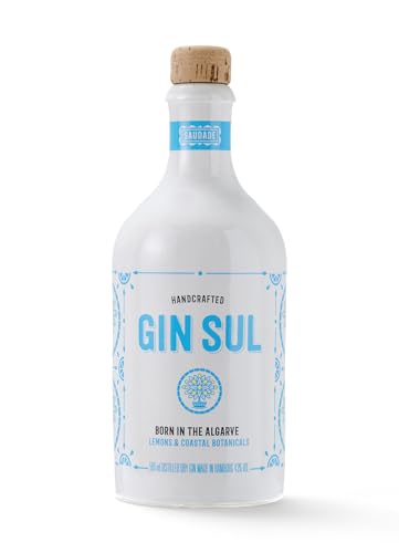 Gin Sul (1x0,5l) Original Dry Gin destilliert und abgefüllt in Hamburg, hochwertige weiße Tonflasche, zarte Aromen von wildem Wacholder und Zistrosen aus Portugal von Gin Sul