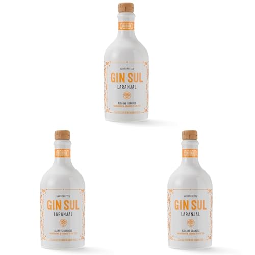 Gin Sul Laranjal - 1 x 0,5l Hamburger handcrafted Small Batch Premium Dry Gin 43% Vol. exotische Aromen von Algarve-Orangen, Wacholder, Mandarinen und feinen Noten von Orange Pekoe Tea (Packung mit 3) von Gin Sul