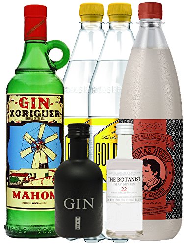 Gin Xoriguer Mahon Gin 0,7 Liter + 1 x Black Gin 5 cl + 1 x Botanist 5 cl + 1 x Thomas Henry Spicy Ginger 1,0 Liter + 2 x Goldberg Tonic 1,0 Liter von Gin Xoriguer Mahon Gin 0,7 Liter