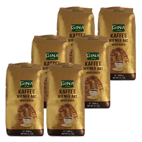 6 Stück Gina Wiener Kaffee 1000g Bohnen = 6 kg von Gina
