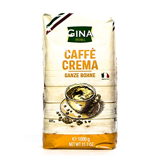 Gina CAFFÈ CREMA ganze Bohnen 2 x 1000g (2000g) - Kaffee mit samtiger Crema von Gina