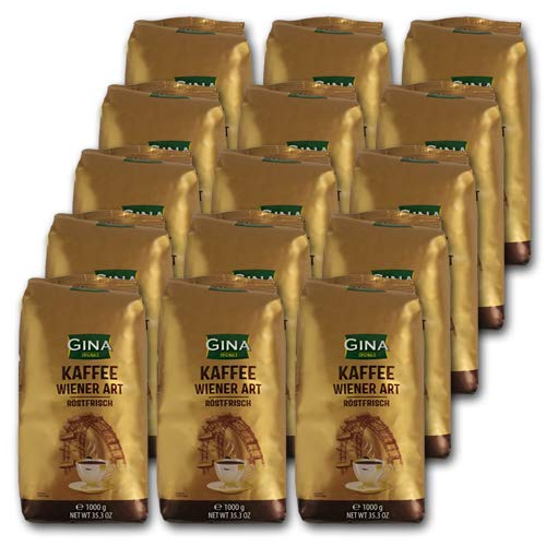 Gina Originale Kaffee Wiener Art röstfrische Kaffeebohnen VPE (15x1kg Beutel) von Gina