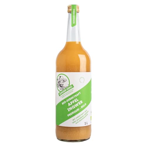 Ginger Hero BIO-Apfel-Ingwer Direktsaft aus 100% BIO-Bourbon-Ingwer aus Madagaskar & Äpfeln von Streuobstwiesen aus dem Badischen, ohne Zucker und künstliche Zusatzstoffe, 1000 ml Ginger Hero BIO-Apfel-Ingwer Direktsaft aus 100% BIO-Bourbon-Ingwer aus Madagaskar & Äpfeln von Streuobstwiesen aus dem Badischen, ohne Zucker und künstliche Zusatzstoffe, 1000 ml von Ginger Hero