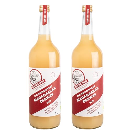 Ginger Hero BIO-Ingwer-Konzentrat-PUR mit 100% Direktsaft aus 100% BIO-Bourbon-Ingwer aus Madagaskar, ohne Zucker und künstliche Zusatzstoffe, 2x1000 ml Ginger Hero BIO-Ingwer-Konzentrat-PUR mit 100% Direktsaft aus 100% BIO-Bourbon-Ingwer aus Madagaskar, ohne Zucker und künstliche Zusatzstoffe, 2x1000 ml von Ginger Hero