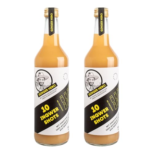 Ginger Hero BIO-Ingwer-Shot aus 100% reinem Direktsaft aus 100% BIO-Bourbon-Ingwer aus Madagaskar, ohne Zucker und künstliche Zusatzstoffe, 2x500 ml Ginger Hero BIO-Ingwer-Shot aus 100% reinem Direktsaft aus 100% BIO-Bourbon-Ingwer aus Madagaskar, ohne Zucker und künstliche Zusatzstoffe, 2x500 ml von Ginger Hero