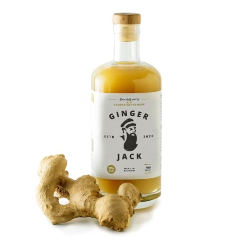 ﻿Ginger Jack 700ml – Kaltgepresstes Bio-Ingwergetränk (+48 % Ingwer, wenig Zucker) – erfrischend und gesund – ideal für Shots, Tee und Mocktails – handwerklich hergestelltes belgisches Produkt von Ginger Jack