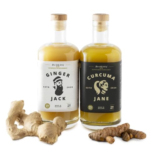 Ginger Jack & Curcuma Jane Combo – ultimative Kombination aus kaltgepresstem Ingwer und Kurkuma – zuckerarm – Ihre tägliche Dosis Ingwer und Kurkuma von Ginger Jack