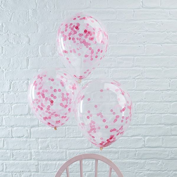 Konfetti-Ballons in Pink, 5 Stück, neue Ballondeko-Idee für alle Partys von Ginger Ray