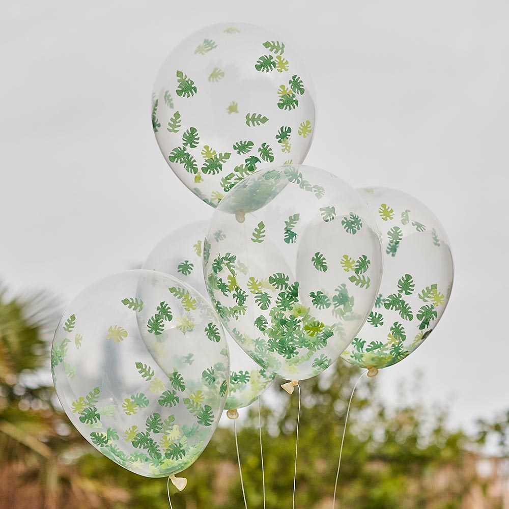 Palmen-Konfetti-Ballons mit grünem Konfetti, 5 Stück von Ginger Ray