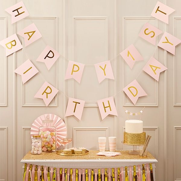 Wimpelkette "Happy 1st Birthday", 3m von Ginger Ray