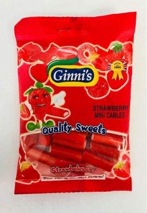 Ginni's Mini Fruchtgummi-Kabel Erdbeere - 120g - 6er-Packung von Ginni