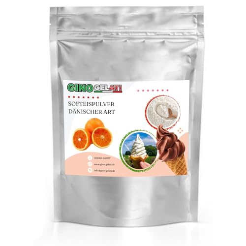 Gino Gelati Blutorange Dänisches Softeis Pulver 333 g, fruchtiger Geschmack, verschiedene Geschmacksvarianten, schnell und einfach Zubereitet, Made in Germany, Eis selber machen von Gino Gelati