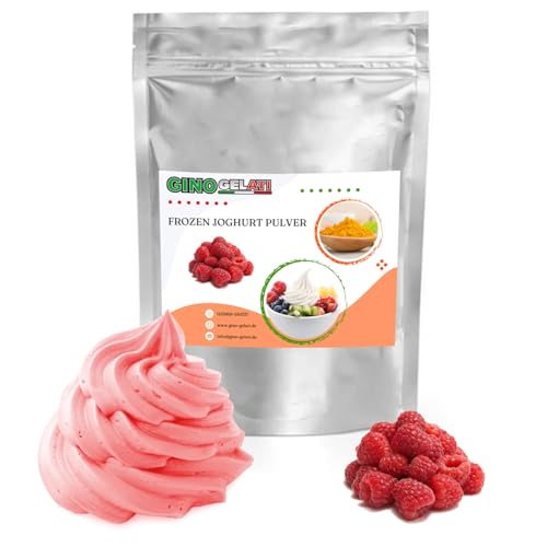 Gino Gelati Frozen Joghurt Pulver mit verschiedenen fruchtigen Geschmäckern, schnell Zubereitet, einfache Herstellung ohne Eismaschine möglich, Made in Germany (1 Kg, Himbeere) von Gino Gelati
