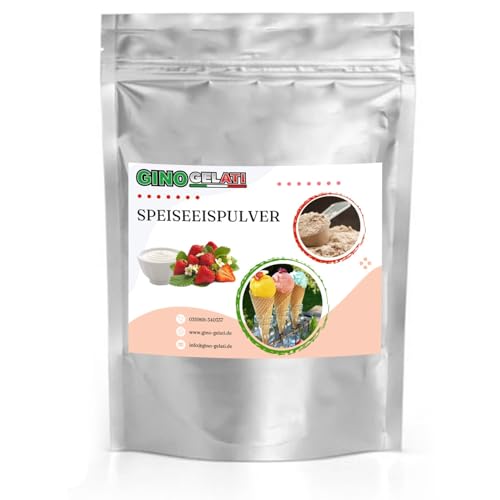Gino Gelati Joghurt Speiseeis Pulver, verschiedene Sorten, für Eismaschinen, Eis selber herstellen, Made in Germany, schnelle und einfache Zubereitung (1 kg, Joghurt Erdbeere) von Gino Gelati