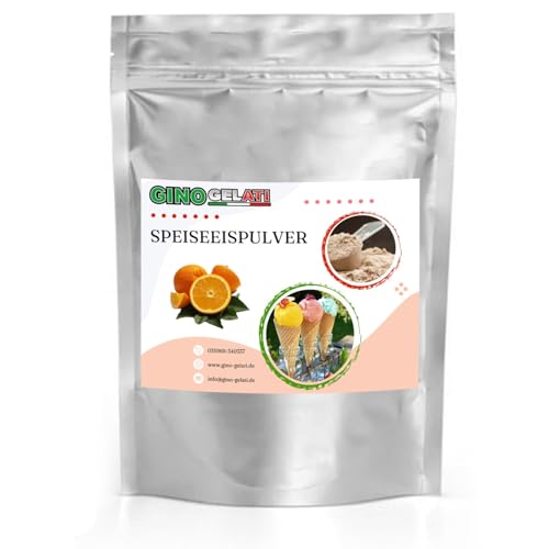 Gino Gelati Joghurt Orange Speiseeis Pulver 1 Kg, verschiedene Sorten, für Eismaschinen, Eis selber herstellen, Made in Germany, schnelle und einfache Zubereitung von Gino Gelati