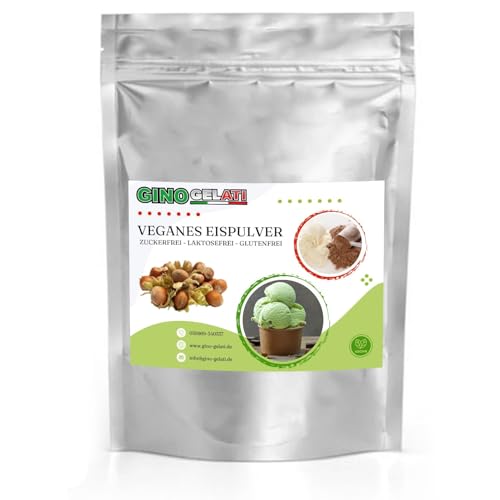 Gino Gelati Joghurt Haselnuss Veganes Eis Pulver 1 Kg Zucker-, laktosefrei, schnelle und einfache Zubereitung, mit natürlichem Aroma, Eispulver für Veganer geeignet, GMO-Frei von Gino Gelati