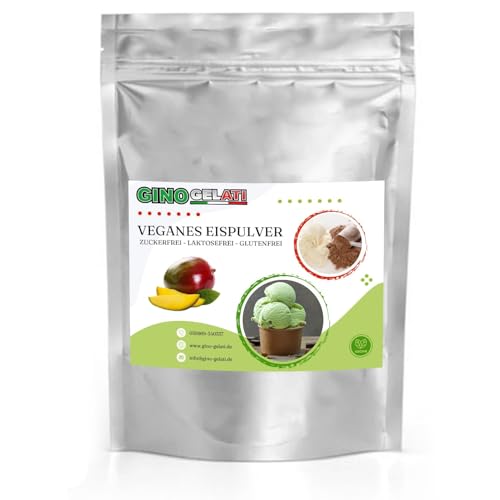 Gino Gelati Joghurt Mandel Veganes Eis Pulver 1 Kg Zucker-, laktosefrei, schnelle und einfache Zubereitung, mit natürlichem Aroma, Eispulver für Veganer geeignet, GMO-Frei von Gino Gelati