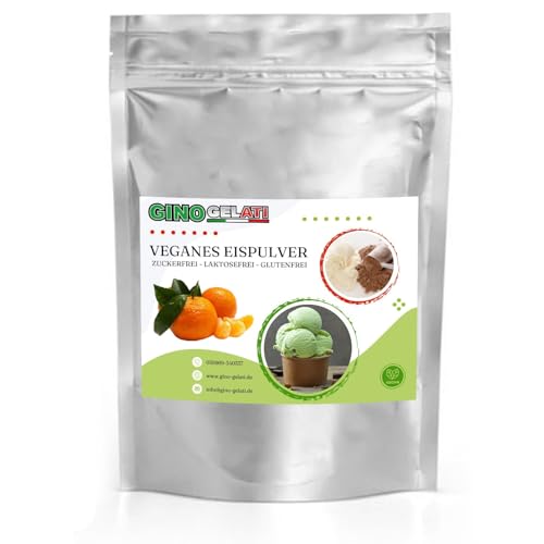 Gino Gelati Joghurt Veganes Eis Pulver Zucker-, laktosefrei, schnelle und einfache Zubereitung, mit natürlichem Aroma, Eispulver für Veganer geeignet, GMO-Frei (333 g, Joghurt Mandarine) von Gino Gelati