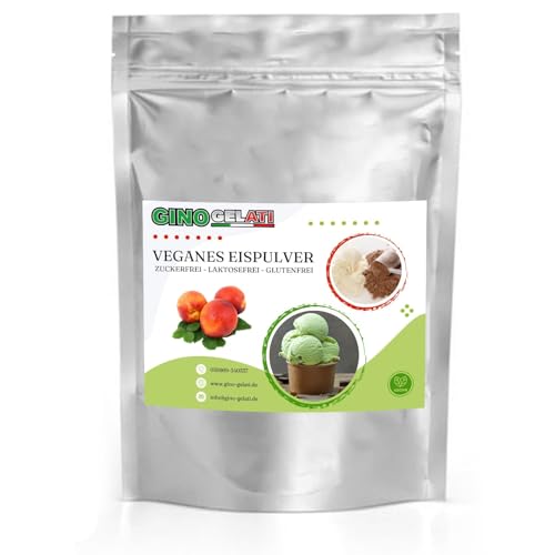 Gino Gelati Joghurt Nektarine Veganes Eis Pulver 333 g Zucker-, laktosefrei, schnelle und einfache Zubereitung, mit natürlichem Aroma, Eispulver für Veganer geeignet, GMO-Frei von Gino Gelati
